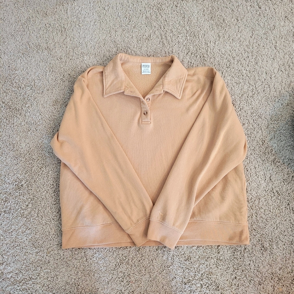 Tan Collared Pullover Sweatshirt